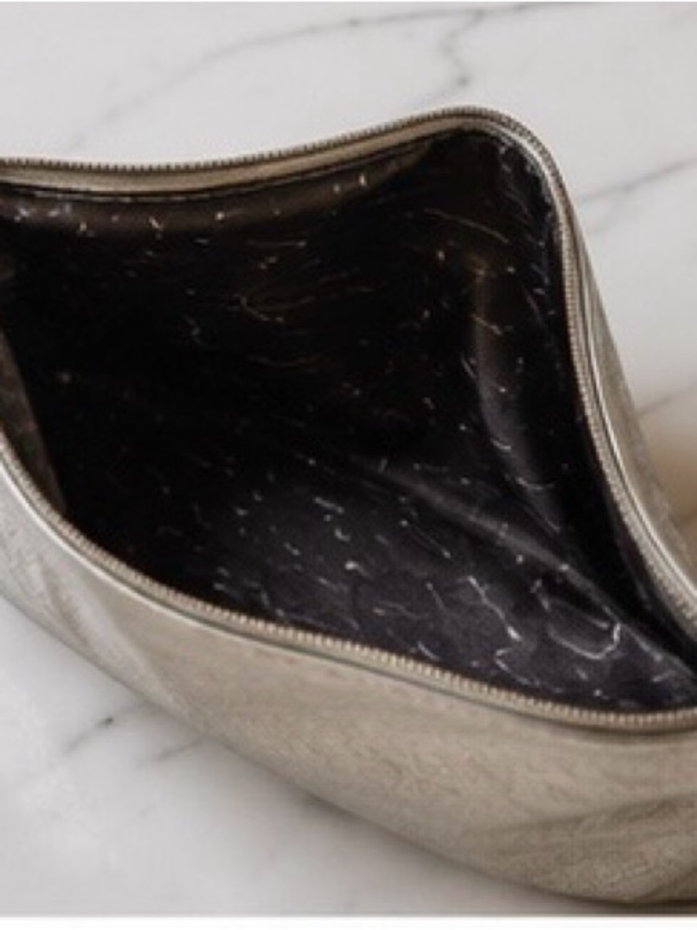 Free people metallic silver oversized clutch/ travel pouch/ statement organizer - Picture 9 of 14